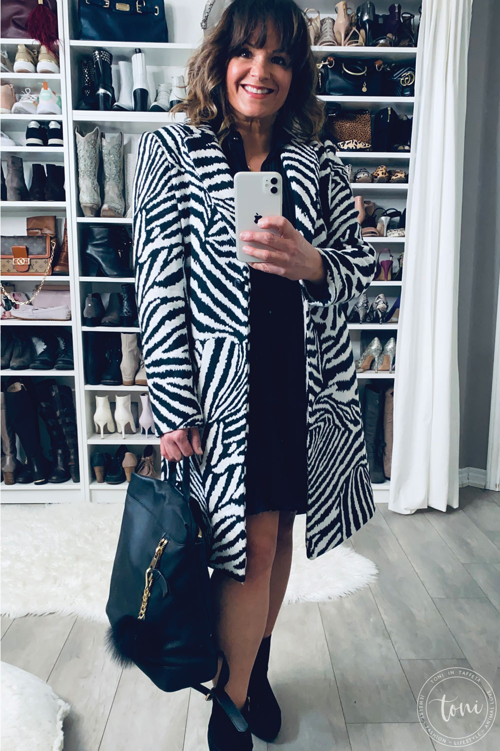 Kate Spade Ruffled Dress and Ankle Booties and Animal Print Coat
